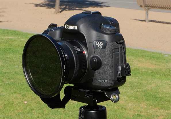 Tiffen 82mm Variable ND Filter attached to a Canon 5D Mark III DSLR camera