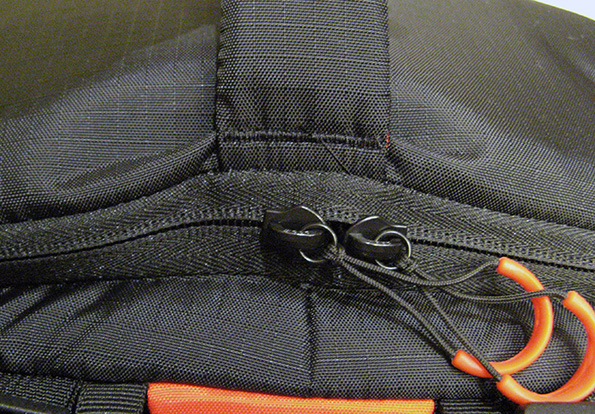 Top handle under stress of Manfrotto 3N1-36 backpack.