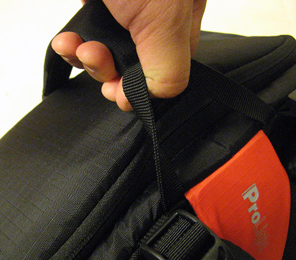 Alternate option of holding Manfrotto PL-3N1-36 Camera backpack from the top handle.