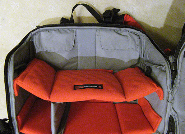 Top compartment of Manfrotto 3N1-36 backpack