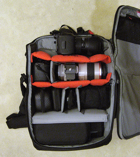 Manfrotto PL-3N1-36 Camera backpack filled with gear image.